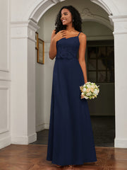 Sweetheart Spaghetti Straps Chiffon A-Line Dress Dark Navy Plus Size