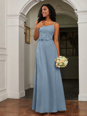 Sweetheart Spaghetti Straps Chiffon A-Line Dress Dusty Blue Plus Size