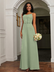 Sweetheart Spaghetti Straps Chiffon A-Line Dress Dusty Sage Plus Size