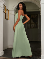 Sweetheart Spaghetti Straps Chiffon A-Line Dress Dusty Sage Plus Size