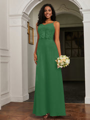 Sweetheart Spaghetti Straps Chiffon A-Line Dress Emerald