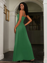 Sweetheart Spaghetti Straps Chiffon A-Line Dress Emerald