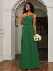 Sweetheart Spaghetti Straps Chiffon A-Line Dress Emerald