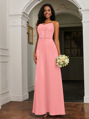 Sweetheart Spaghetti Straps Chiffon A-Line Dress Flamingo