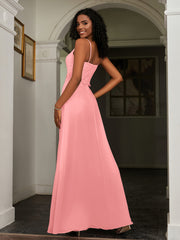 Sweetheart Spaghetti Straps Chiffon A-Line Dress Flamingo