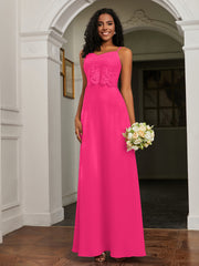 Sweetheart Spaghetti Straps Chiffon A-Line Dress Fuchsia