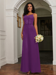 Sweetheart Spaghetti Straps Chiffon A-Line Dress Grape