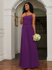 Sweetheart Spaghetti Straps Chiffon A-Line Dress Grape