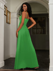 Sweetheart Spaghetti Straps Chiffon A-Line Dress Green
