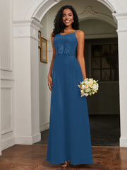 Sweetheart Spaghetti Straps Chiffon A-Line Dress Ink Blue Plus Size
