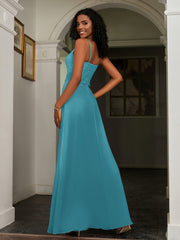 Sweetheart Spaghetti Straps Chiffon A-Line Dress Jade