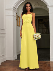 Sweetheart Spaghetti Straps Chiffon A-Line Dress Lemon