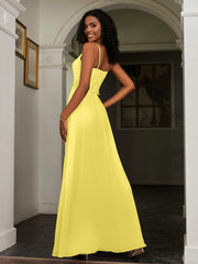 Sweetheart Spaghetti Straps Chiffon A-Line Dress Lemon Plus Size