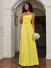 Sweetheart Spaghetti Straps Chiffon A-Line Dress Lemon