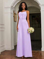 Sweetheart Spaghetti Straps Chiffon A-Line Dress Lilac