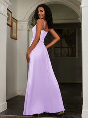 Sweetheart Spaghetti Straps Chiffon A-Line Dress Lilac