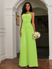 Sweetheart Spaghetti Straps Chiffon A-Line Dress Lime Green