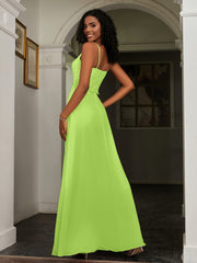 Sweetheart Spaghetti Straps Chiffon A-Line Dress Lime Green