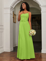 Sweetheart Spaghetti Straps Chiffon A-Line Dress Lime Green