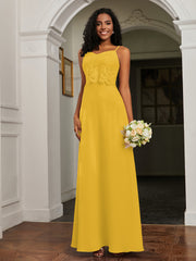 Sweetheart Spaghetti Straps Chiffon A-Line Dress Marigold Plus Size