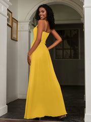 Sweetheart Spaghetti Straps Chiffon A-Line Dress Marigold