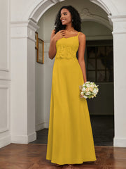 Sweetheart Spaghetti Straps Chiffon A-Line Dress Marigold Plus Size