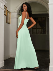 Sweetheart Spaghetti Straps Chiffon A-Line Dress Mint Green