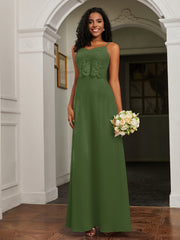 Sweetheart Spaghetti Straps Chiffon A-Line Dress Moss Plus Size