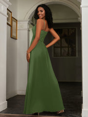 Sweetheart Spaghetti Straps Chiffon A-Line Dress Moss Plus Size