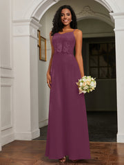 Sweetheart Spaghetti Straps Chiffon A-Line Dress Mulberry Plus Size