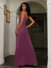 Sweetheart Spaghetti Straps Chiffon A-Line Dress Mulberry Plus Size