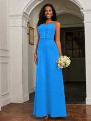 Sweetheart Spaghetti Straps Chiffon A-Line Dress Ocean Blue Plus Size