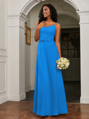Sweetheart Spaghetti Straps Chiffon A-Line Dress Ocean Blue Plus Size