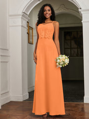 Sweetheart Spaghetti Straps Chiffon A-Line Dress Orange Plus Size