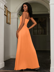 Sweetheart Spaghetti Straps Chiffon A-Line Dress Orange
