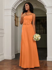 Sweetheart Spaghetti Straps Chiffon A-Line Dress Orange Plus Size