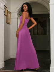 Sweetheart Spaghetti Straps Chiffon A-Line Dress Orchid