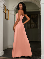 Sweetheart Spaghetti Straps Chiffon A-Line Dress Papaya Plus Size