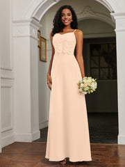 Sweetheart Spaghetti Straps Chiffon A-Line Dress Peach
