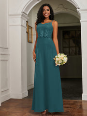Sweetheart Spaghetti Straps Chiffon A-Line Dress Peacock Plus Size
