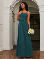Sweetheart Spaghetti Straps Chiffon A-Line Dress Peacock Plus Size