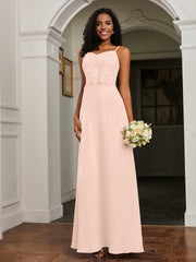 Sweetheart Spaghetti Straps Chiffon A-Line Dress Pearl Pink
