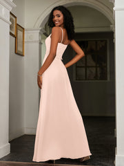 Sweetheart Spaghetti Straps Chiffon A-Line Dress Pearl Pink