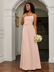Sweetheart Spaghetti Straps Chiffon A-Line Dress Pearl Pink