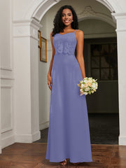Sweetheart Spaghetti Straps Chiffon A-Line Dress Periwinkle