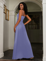 Sweetheart Spaghetti Straps Chiffon A-Line Dress Periwinkle Plus Size