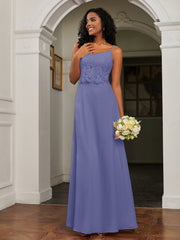 Sweetheart Spaghetti Straps Chiffon A-Line Dress Periwinkle Plus Size