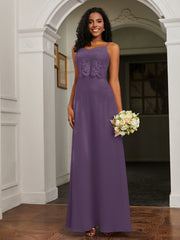 Sweetheart Spaghetti Straps Chiffon A-Line Dress Plum
