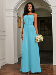 Sweetheart Spaghetti Straps Chiffon A-Line Dress Pool Plus Size