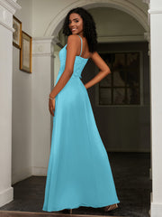 Sweetheart Spaghetti Straps Chiffon A-Line Dress Pool Plus Size